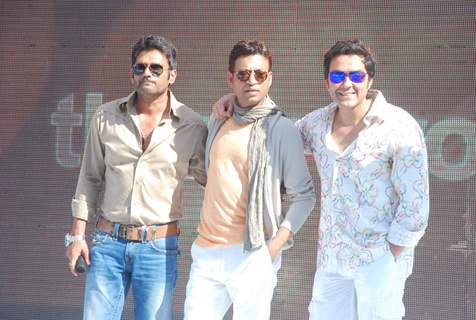 Bobby Deol, Irfan Khan and Sunil Shetty promoting movie Thank You at Madh Island, Mumbai
