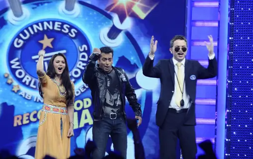Preity and Salman on the sets of Guinness World Records at RK Studios. .