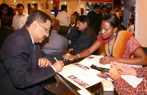 Delegates at the exhibition area during the  ''7th CII-Exim Bank Conclave on India Africa Project Partnership 2011