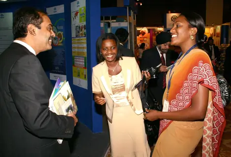 Delegates at the exhibition area during the  ''7th CII-Exim Bank Conclave on India Africa Project Partnership 2011