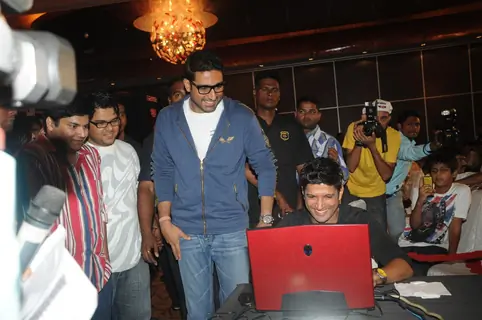 Abhishek and Farhan at Zapak.com Game film event at Novotel