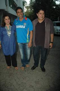 Akshay, Farah and Sajid celebrates India's victory. .