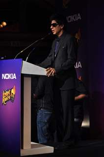 Shah Rukh Khan graces the KKR-Nokia tie-up media meet at the Taj Lands End