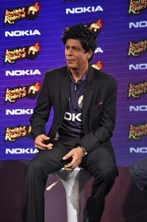 Shah Rukh Khan graces the KKR-Nokia tie-up media meet at the Taj Lands End