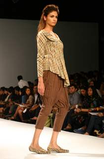 A Model showcasing designer Gaurav Jai Gupta's creations at the Wills Lifestyle India Fashion Week autumn winter 2011 in New Delhi on Wed 6 April 2011. .