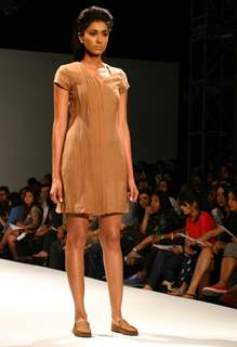 A Model showcasing designer Gaurav Jai Gupta's creations at the Wills Lifestyle India Fashion Week autumn winter 2011 in New Delhi on Wed 6 April 2011. .