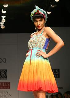 A models showcasing designer Rehane's creation at the Wills Lifestyle India Fashion Week autumn winter 2011,in New Delhi on Wed 6 April 2011. .