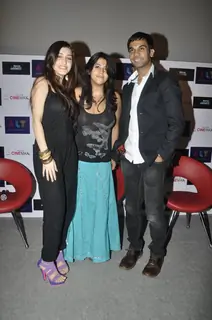 Ekta Kapoor with Raj and Kainaz at first look launch of Ragini MMS at Cinemax, Mumbai