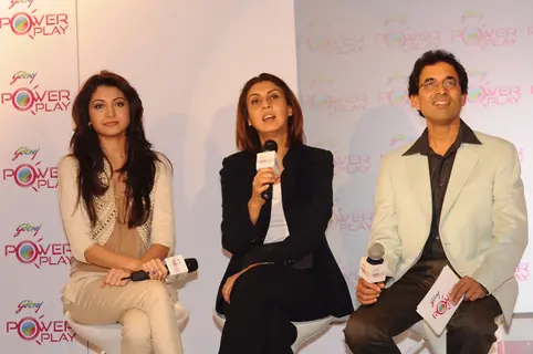 Anushka Sharma with Harsha Bhogle at IPL-Godrej Power Play launch Trident, Mumbai