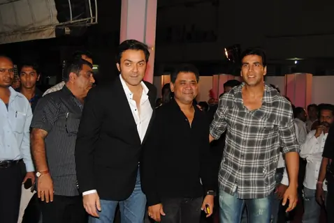 Anees Bazmee with Akshay and Bobby at Premiere of Thank You movie at Chandan, Juhu, Mumbai