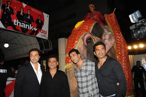 Anees Bazmee with Akshay, Sunil and Bobby at Premiere of Thank You movie at Chandan, Juhu, Mumbai