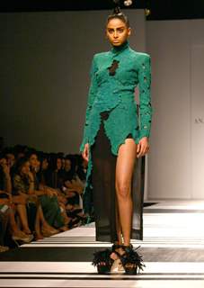 A models showcasing designer Anamika Khanna's creation at the Wills Lifestyle India Fashion Week autumn winter 2011,in New Delhi on Saturday 9 April 2011. .
