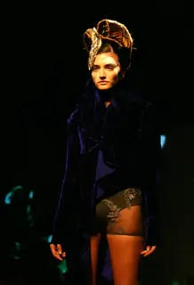 Model showcasing designer Gaurav Gupta's creation at the Wills Lifestyle India Fashion Week autumn winter 2011,in New Delhi on Saturday 9 April 2011. .