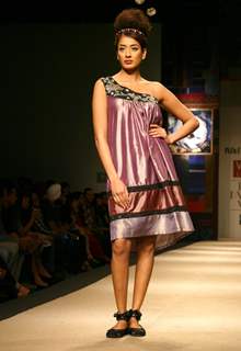 A model showcasing designer Niki Mahajan's creation at the Wills Lifestyle India Fashion Week autumn winter 2011,in New Delhi on Saturday 9 April 2011. .