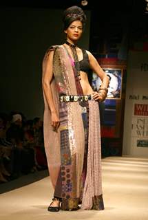 A model showcasing designer Niki Mahajan's creation at the Wills Lifestyle India Fashion Week autumn winter 2011,in New Delhi on Saturday 9 April 2011. .
