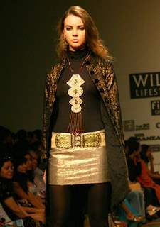 A model showcasing designer Anita Dongre's creation at the Wills Lifestyle India Fashion Week autumn winter 2011,in New Delhi on Sunday. .