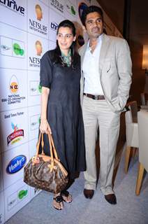 Sunil & Mana Shetty at AKON concert Press conference at Trident, Bandra, Mumbai