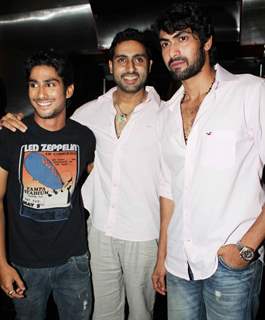 Abhishek, Prateik and Rana Daggubati at special screening of movie 'Dum Maaro Dum' at PVR Juhu