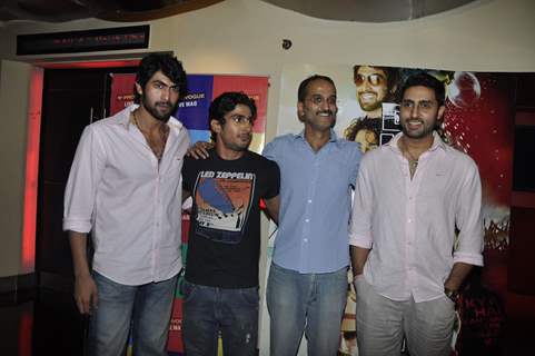 Abhishek, Prateik and Rana Daggubati at special screening of movie 'Dum Maaro Dum' at PVR Juhu