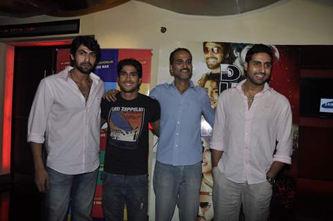 Abhishek, Prateik and Rana Daggubati at special screening of movie 'Dum Maaro Dum' at PVR Juhu