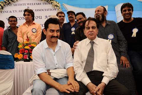 Dilip Kumar and Aamir Khan at CINTAA celebrations at Andheri. .