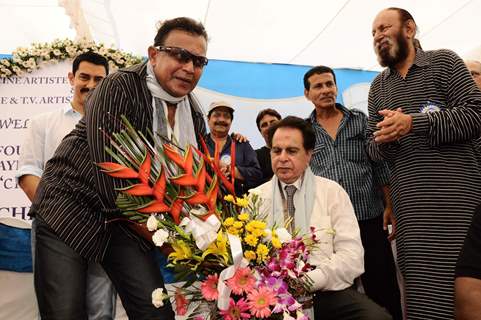 Dilip Kumar and Mithun at CINTAA celebrations at Andheri. .