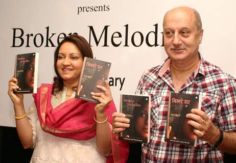 Writer Gajra Kottary with Anupam Kher at the release of her book &quot;Broken Melodies &quot; in New Delhi