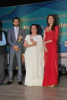 Ranveer Singh, Asha Parekh and Anushka Sharma at Dadasaheb Phalke Awards in Bhaidas Hall on 3rd May 2011. .