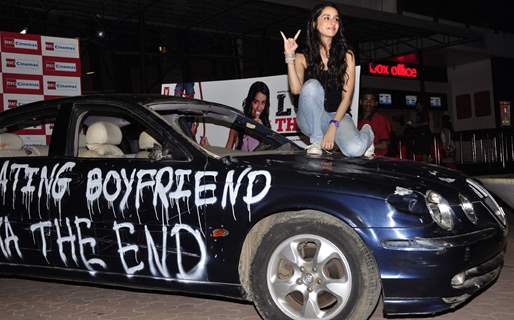 Shraddha Kapoor breaks a Jaguar for Luv Ka The End promotions