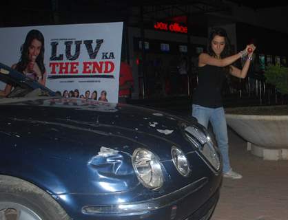 Shraddha Kapoor breaks a Jaguar for Luv Ka The End promotions