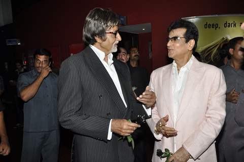 Amitabh Bachchan and Jeetendra grace Ekta Kapoor's film Ragini MMS premiere at Cinemax, Andheri in Mumbai. .