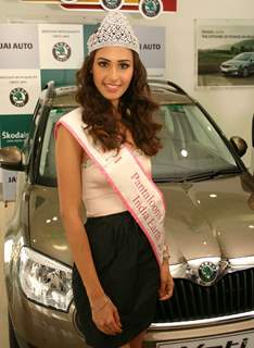 Pantoloons Femina Miss India 2011 Hasleen Kaur at the inauguration of Skoda's 3S facility in New Delhi. .