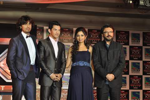 Sonu Nigam, Aditya Narayan, Shreya Ghosal and Sanjay Leela Bhansali at 'X Factor India' Launch