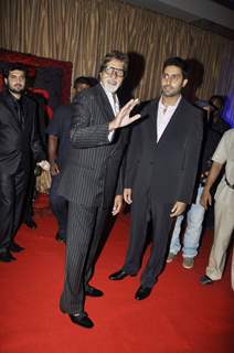 Amitabh Bachchan and Abhishek Bachchan at Ganesh Hegde's wedding reception, Grad Hyatt