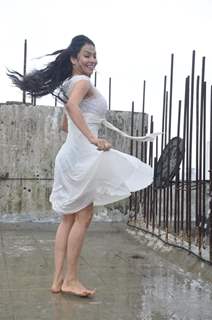 Nikita Rawal co-star actress of film 'Happy Birthday' enjoying the monsoon rain