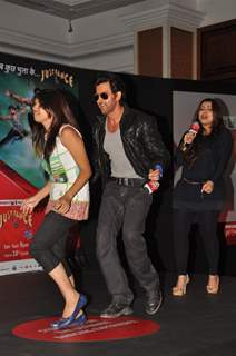 Hrithik Roshan and Vaibhavi Merchant at television’s reality show platform, 'Just Dance' press meet at TajLands End