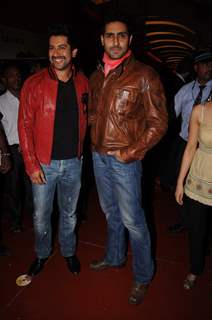 Aftab Shivdasani and Abhishek at Bin Bulaye Baarati premiere at Cinemax. .