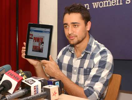 Imran Khan during a press conference at the Indian Women's Press Club, in New Delhi