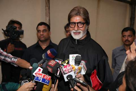 Amitabh Bachchan greets his fans at his bungalow Jalsa in Juhu, Mumbai