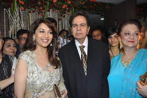 Madhuri Dixit, Dilip Kumar and Saira Banu at wedding reception party of Dr.Abhishek and Dr.Shefali