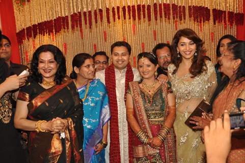 Madhuri and Moushmi Chatterji at Dr Abhishek and Dr Shefali's wedding reception Khar