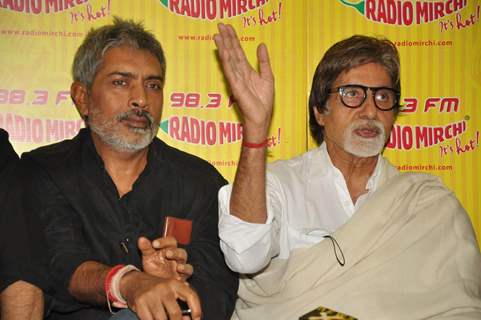 Big B with Prakash Jha to promote film Aarakshan at Radio Mirchi at Lower Parel