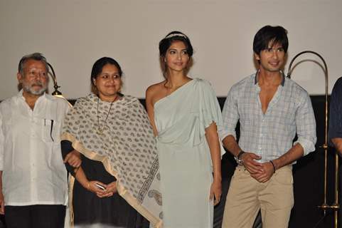 Shahid and Sonam with Supriya Pathak unveil the first look of Pankaj Kapur's film Mausam