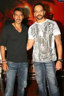 Ajay Devgan and Rohit Shetty at press meet to promote their film &quot;Singham&quot;, in New Delhi