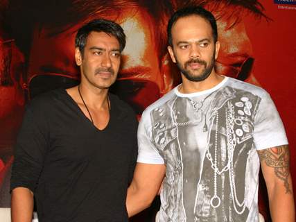 Ajay Devgan and Rohit Shetty at press meet to promote their film &quot;Singham&quot;, in New Delhi