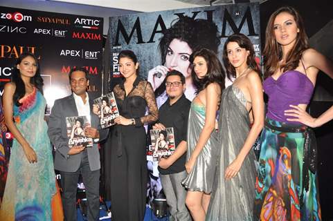 Anushka with Models unveiling the 'MAXIM' magazine covers page of the year