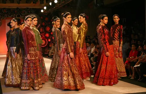 Models showcasing designer J J Valaya's creations at the  Synergy one Delhi Couture Week,in New Delh