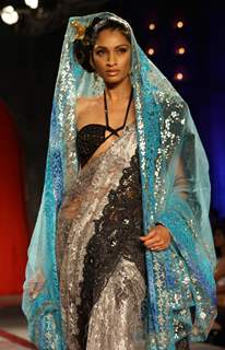 A Model showcasing designer Suneet Verma's creations at the Synergy1 Delhi Couture Week,in New Delhi