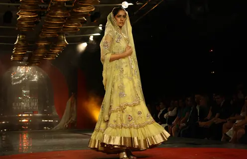 A Model showcasing designer Suneet Verma's creations at the Synergy1 Delhi Couture Week,in New Delhi