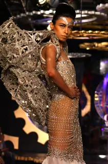 A Model showcasing designer Suneet Verma's creations at the Synergy1 Delhi Couture Week,in New Delhi